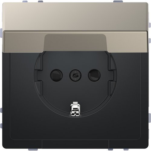 Розетка с заземлением без рамки Schneider Electric Merten D-Life 1-м. крышка шторки никель картинка